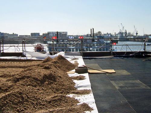 Substrate on a roof with view onto the river